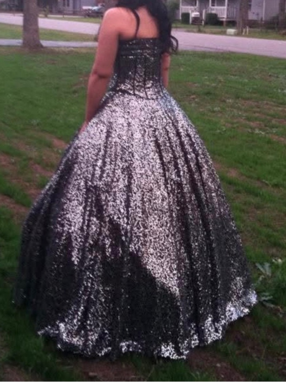 Black Sequin Ball Skirt - Sparkling Full-Length Women's Skirt